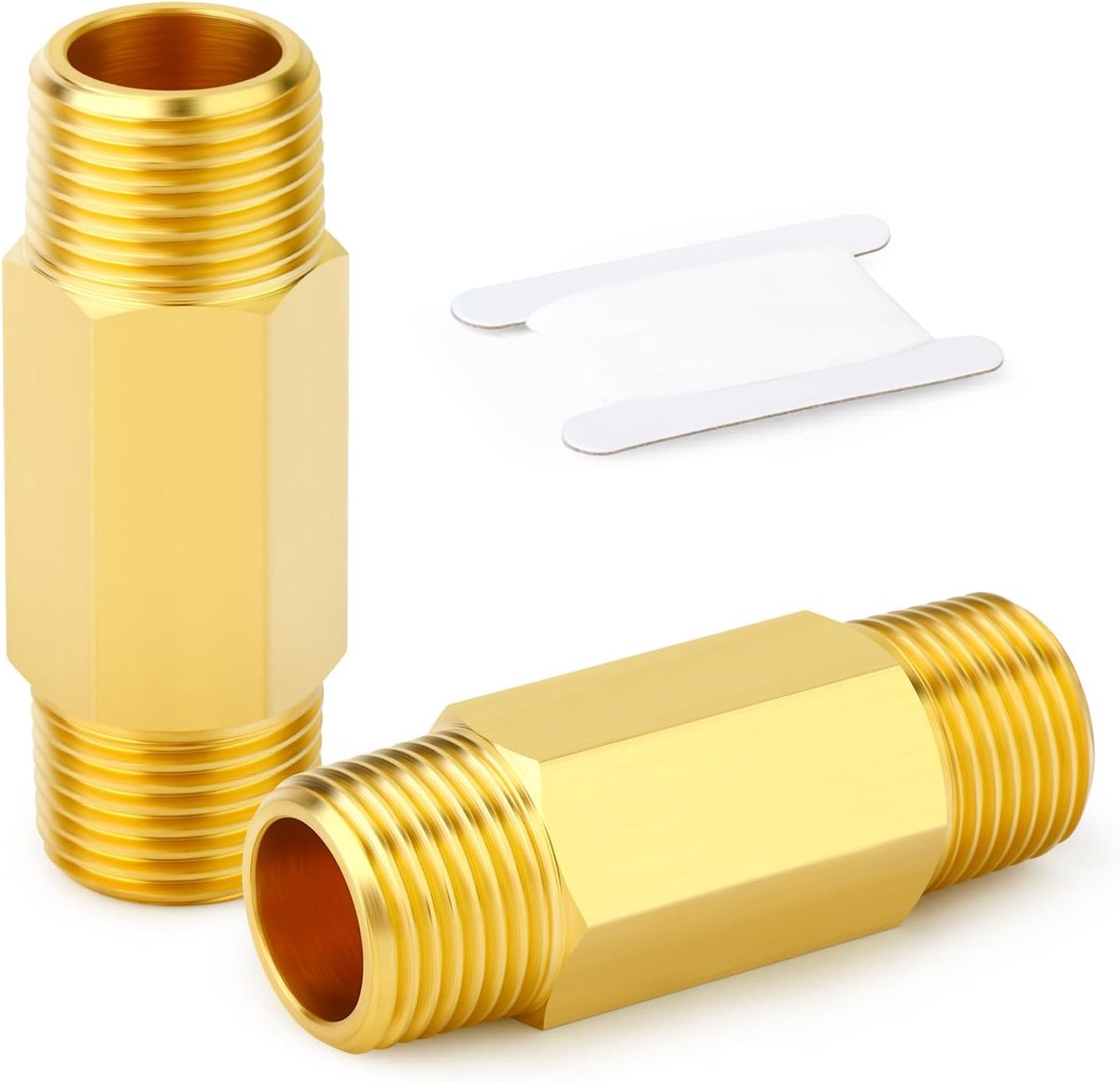 SnelShoppen - 2 stuks messing buisverbinder lange nippel 3/8" BSP mannelijke aansluiting 60mm verlengstuk voor leidingen