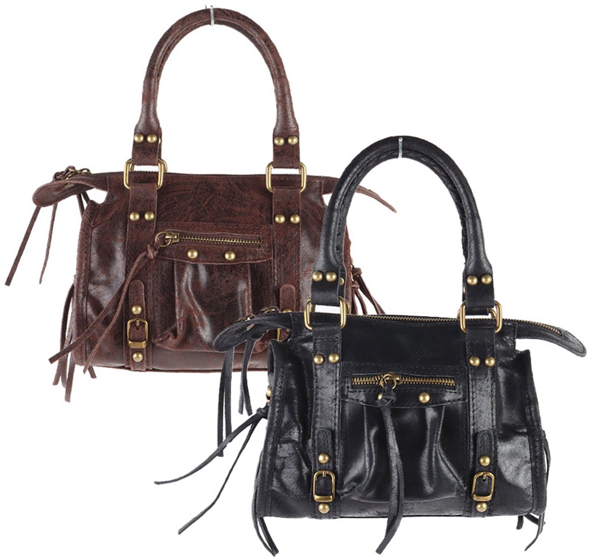 Giuliano lederen handtas Thalia - Dames - Made in Italy - Zwart