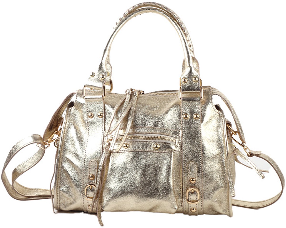 Giuliano lederen handtas Lavinia - Dames - Made in Italy - Metallic Goud