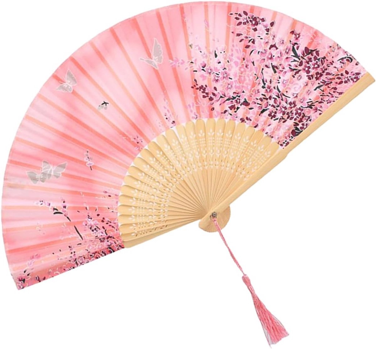 SnelShoppen - Handfan Klein Vouwbare Stoffen Handfan voor Koeling in de Zomer, Inclusief Borstel en Fan Tas voor Verjaardagscadeaus, Dans, Cosplay, Br