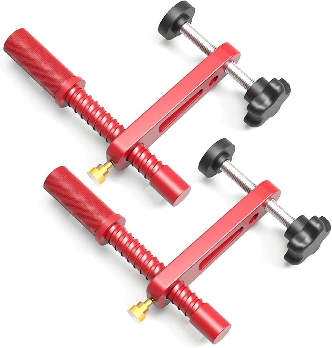 SnelShoppen - 20mm Bank Dog Hole Klemset met Sterke Klemkracht en Grote Klemrange - Rood Aluminium Legering - 2 Stuks voor Houtbewerking