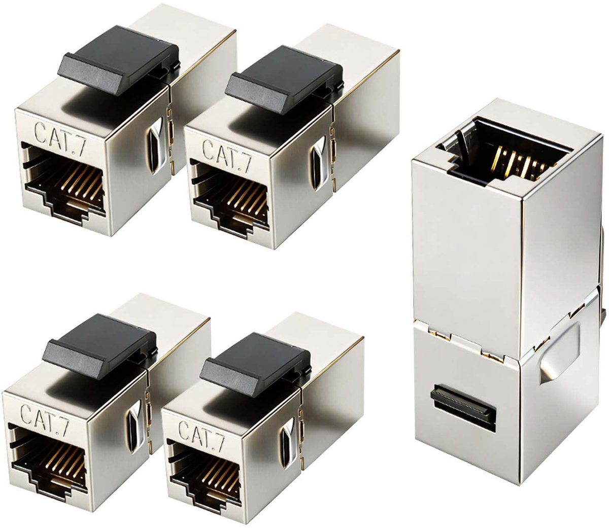 SnelShoppen - 10Gbps RJ45 Coupler Cat7 LAN Ethernet Verlengadapter Netwerkconnector Keystone Coupling (5 Stuks)