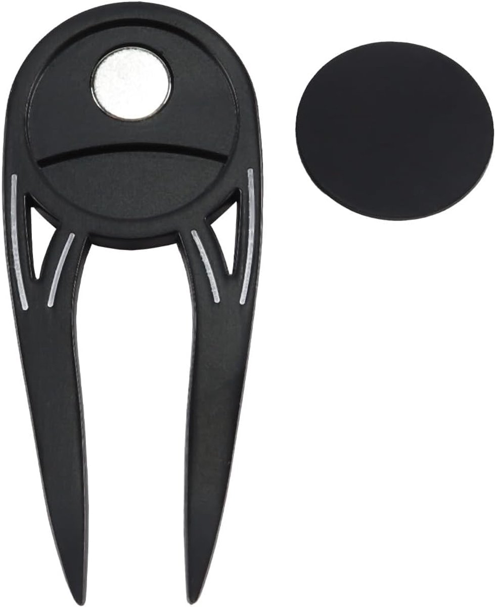 SnelShoppen - Alnicov Golf Greens Forks 6-in-1 Multifunctionele Golf Tool met Magnetische Ball Marker, Groove Cleaner, Putter Alignement Tool en Fless