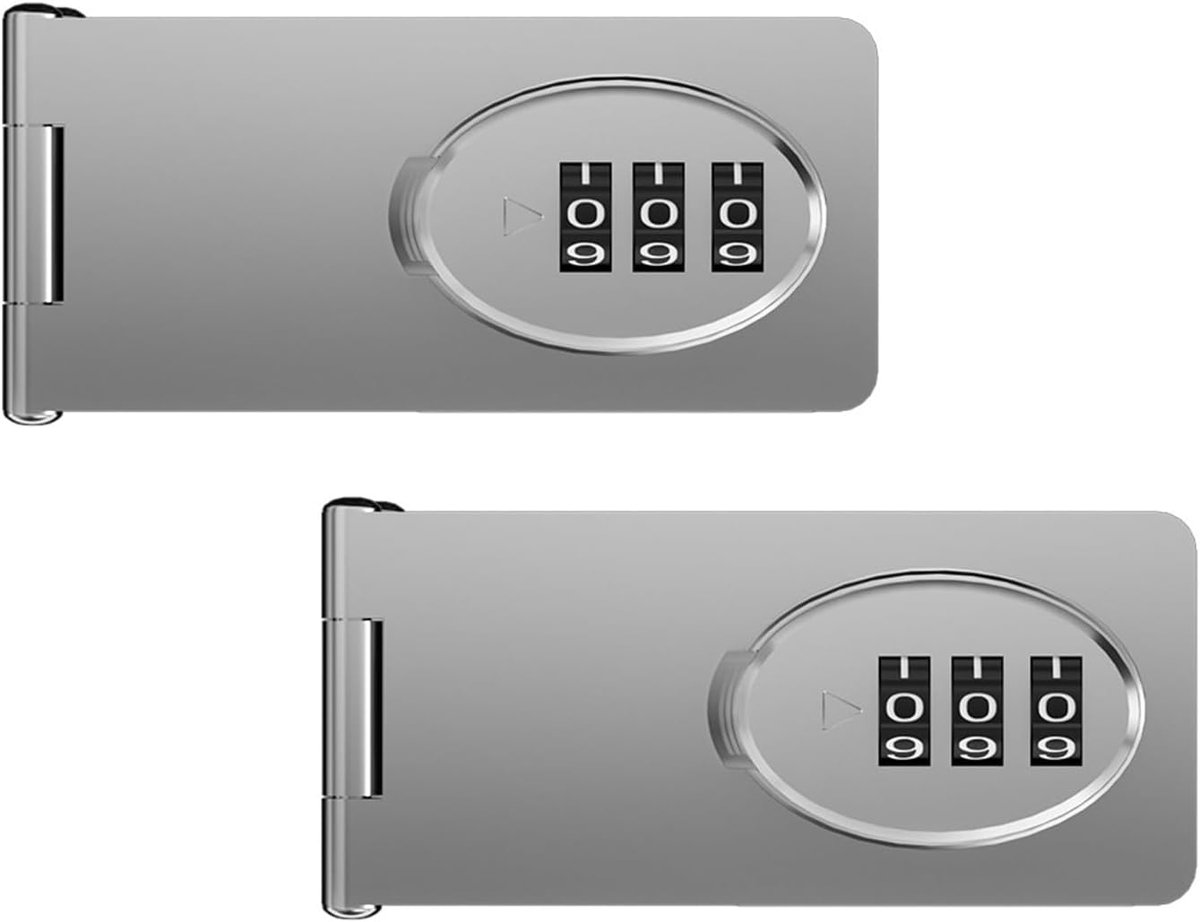SnelShoppen - 2 Pack Kastsloten 3-cijferige Combinatiesloten Sleutelloze Deursloten voor Kasten Lades Postbussen, Hoogwaardige ABS en Roestvrij Staal