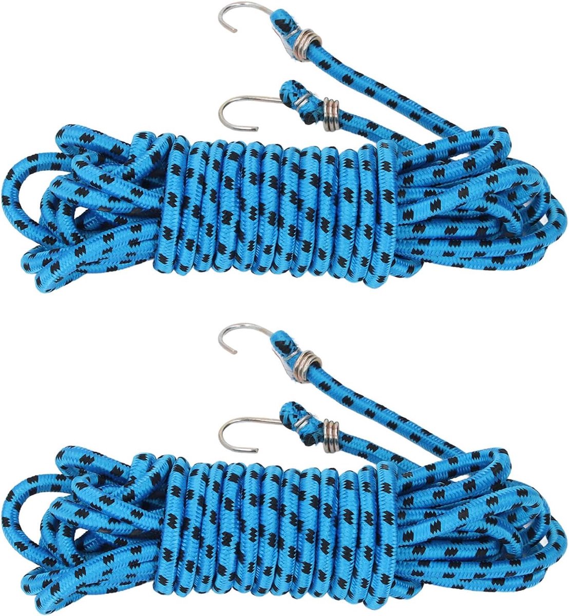 SnelShoppen - 2 Stuks Bungee Koord 8m Lengte Multifunctionele Rubber Zware Bungee Band voor Buiten en Binnen, Ideaal voor Tuin, Camping, Fietsen en Me