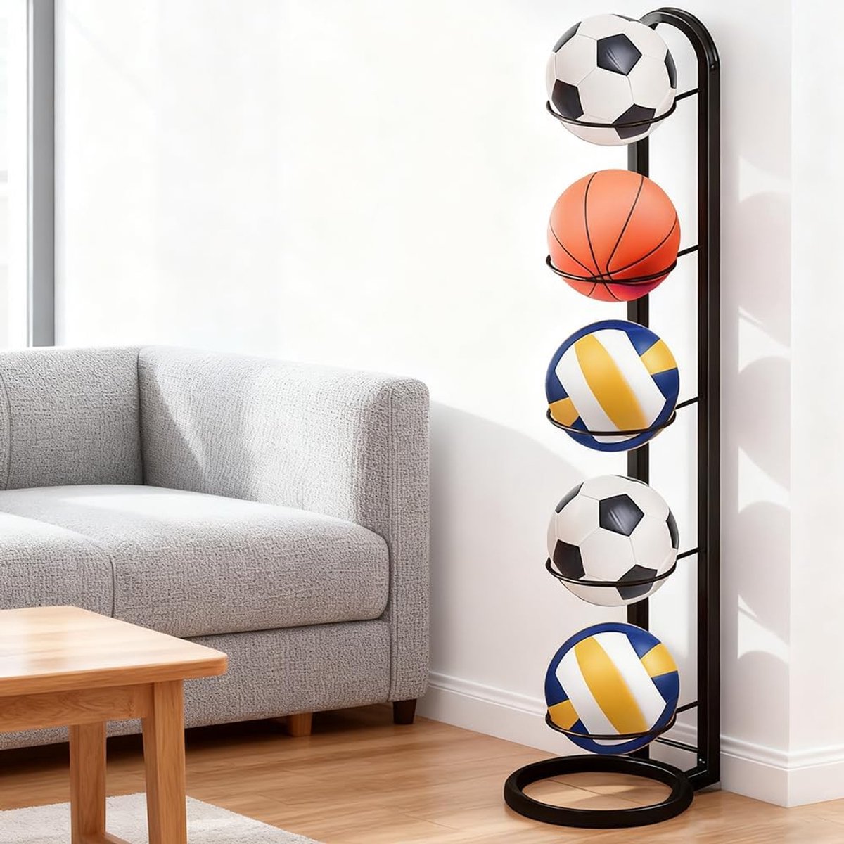 SnelShoppen - Vijflaagse Ballenrek voor Sportballen - Stabiele Ballenhouder - Ideaal voor Thuis, Sportclubs en Evenementen - Inclusief 1 Stuk - Duurza