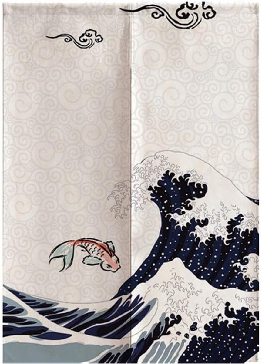 Halfgordijn voor Deur 33.5" x 47" - Japanse Noren voor Slaapkamer en Eetkamer Decoratie, Scheidingsgordijn en Decoratieve Gordijnen