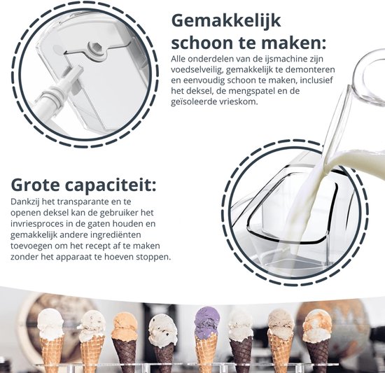 IJsmachine - IJsmaker - Softijs Machine Voor Thuis - 1,5 L - Wit — afbeelding 4