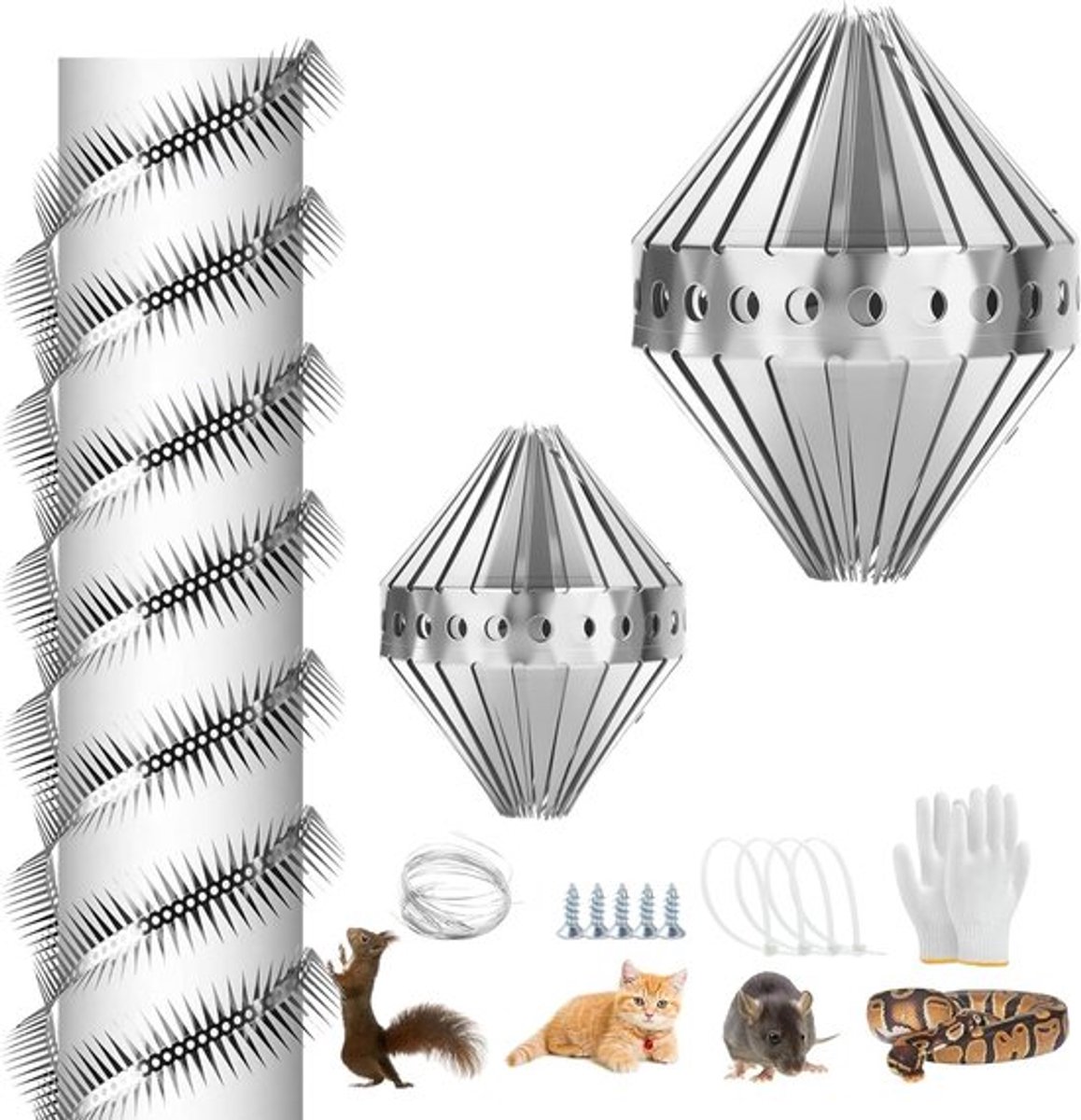 Duurzame bescherming voor dieren met valpijp, prikkeldraad en spikes, inclusief handschoenen en accessoires