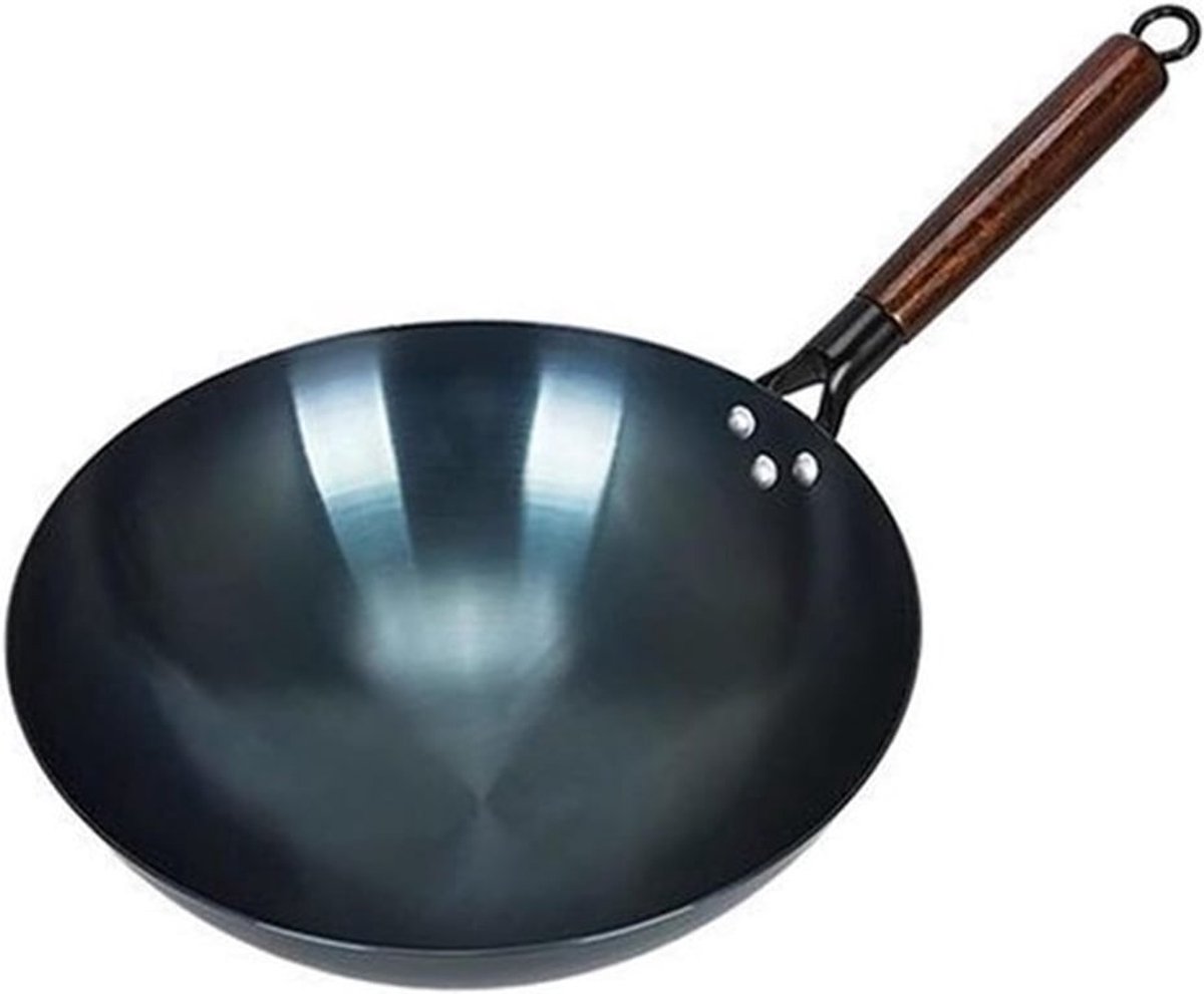 Ronde Wokpan van 34 cm met Anti-aanbaklaag voor Traditioneel Chinees Koken Thuis en in Restaurants
