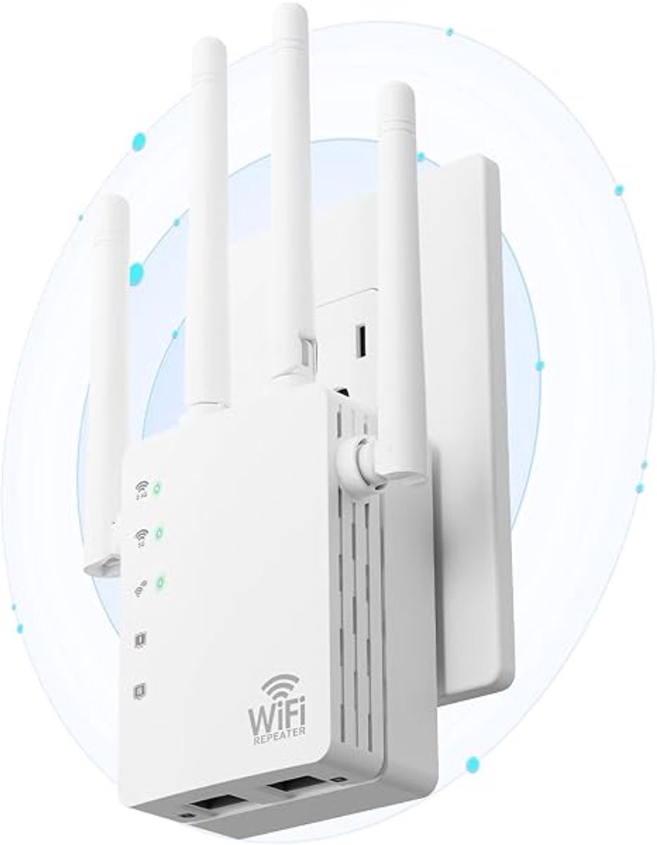 WiFi-signaalversterker met dual-band 5GHz/2,4GHz, groot bereik tot 13.888 vierkante voet en meer dan 150 apparaten, internetversterker/wifi-booster.