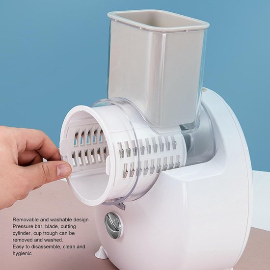 Elektrische Kaasrasp - Groenten Snijder - Salade Maken - Automatische Uitschakeling - 29x17x17cm - Wit — afbeelding 5