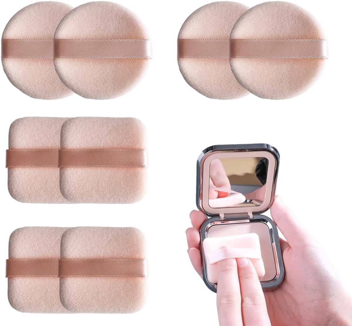 Set van 8 Kristal Velours Poufs - Ultra Zacht, Herbruikbaar en Wasbaar voor Vochtige en Droge Omstandigheden
