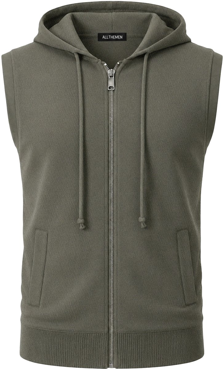 ALLTHEMEN Heren Mouwloos Gebreid Vest Hoodie - Zacht Comfortabel - 3XL