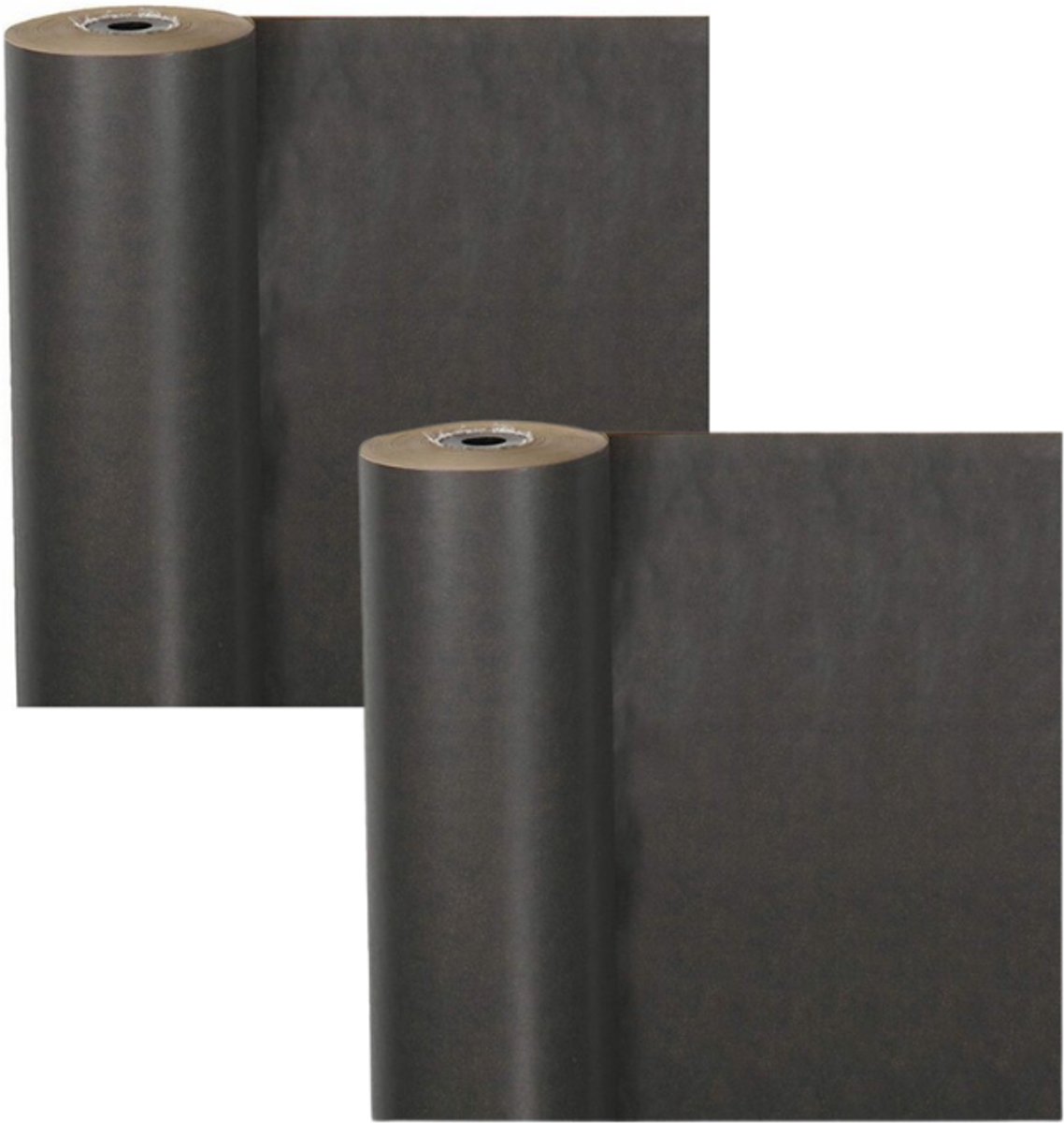 Cadeaupapier zwart gerecycled | Geschenkpapier voor luxe cadeauverpakking | 50 cm x 100 m | 2x1 rol