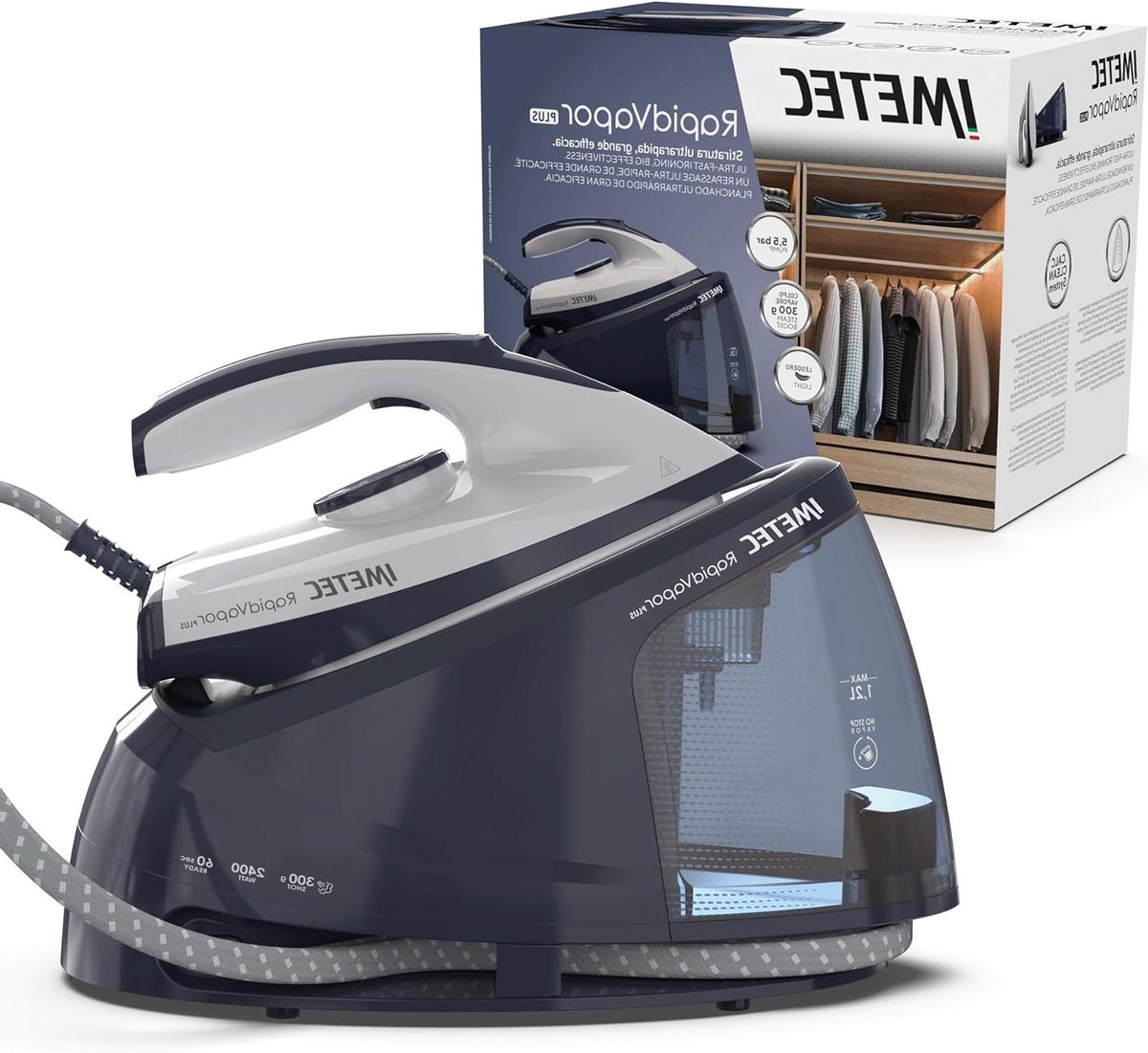 Stoomstrijkijzer - Stoomgenerator - Snel Strijken - Keramische Plaat - 1.2L Tank - Grijs Blauw