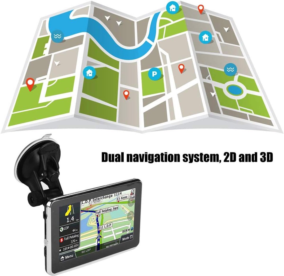 SnelShoppen - 5 Inch Universele Auto Navigator GPS Navigatiesysteem met 8G Geheugen, 2018 Europa Kaart, MP3, FM, Capacitive Touchscreen, Vervangingson – foto 4