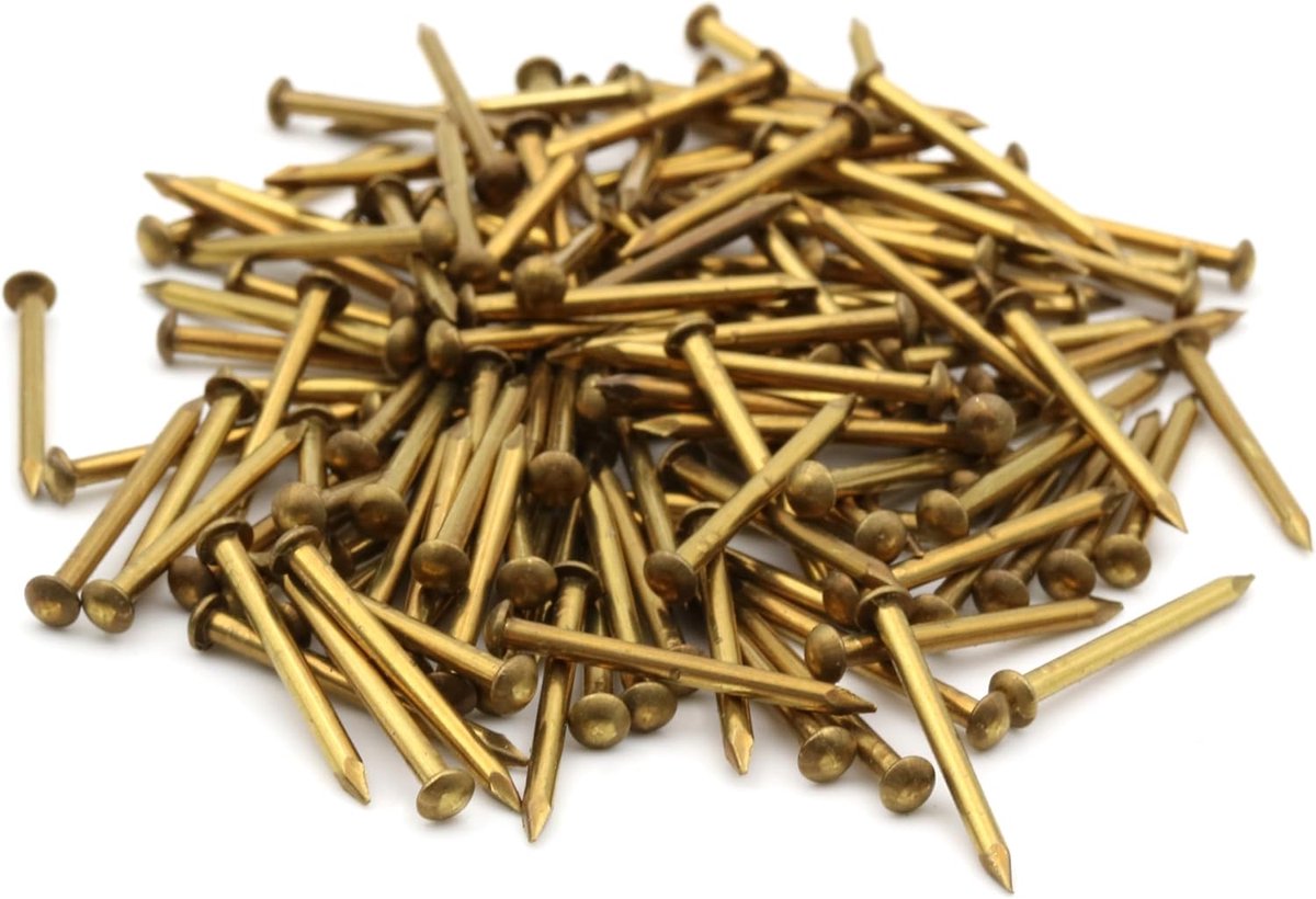 SnelShoppen - Ronde kop spijkers messing geel 1,6 x 20 mm, 100 stuks - Roestvrij, duurzaam, ideaal voor hobby en handwerk