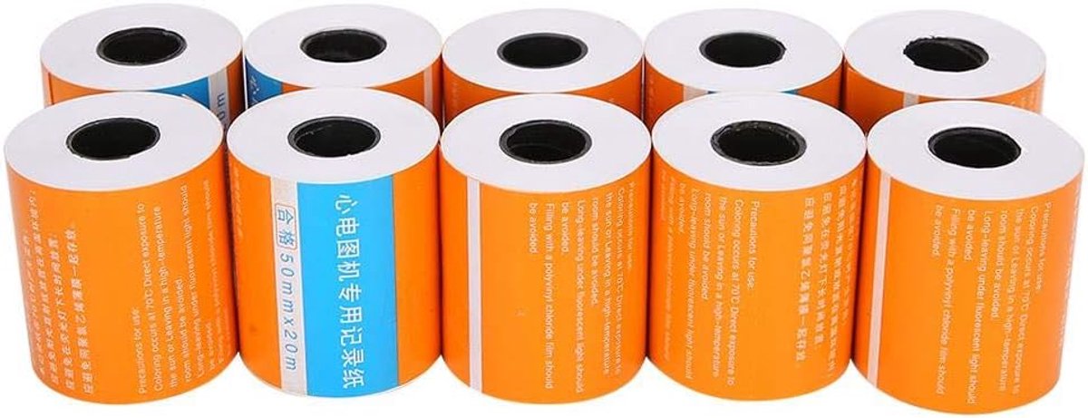 SnelShoppen - Electrocardiogram Thermisch Papier 10 Stuks - Hooggevoelig Tekenpapier voor ECG Machine - 50x20mm - Kwaliteit en Betrouwbaarheid