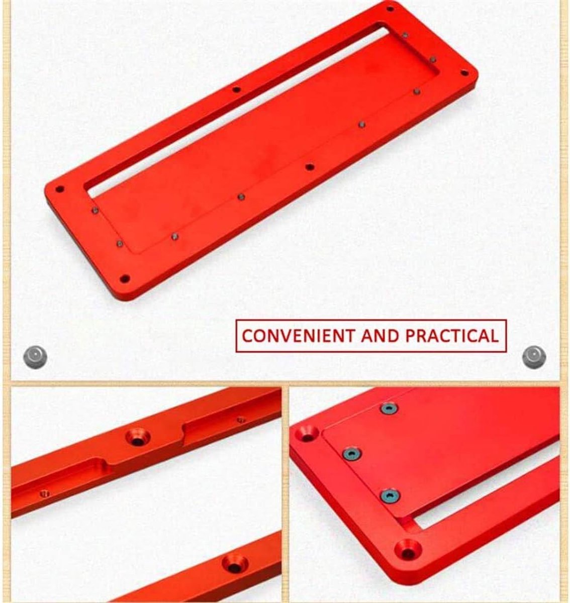 SnelShoppen - Elektrische Cirkelzaag Hulpstuk - Verstelbare Aluminium Inzetplaat - Tafel Cirkelzaag Accessoires voor Houtbewerking - Rood - 45 tot 90