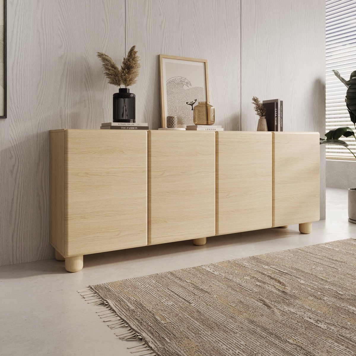 Meubella - Luvano - Dressoir - Licht eikenpatroon - 200x38x80 cm