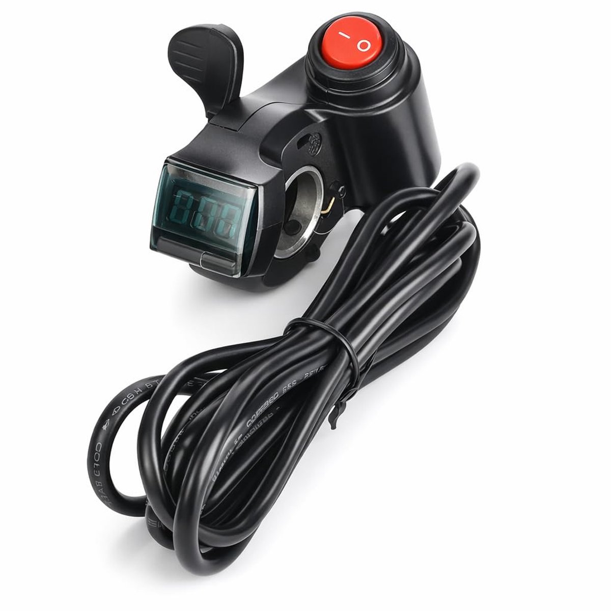 SnelShoppen - Thumb Throttle Elektrische Fiets Scooter Thumb Throttle met LED Display Voltmeter Schakelaar voor Elektrisch Voertuig, Zwart