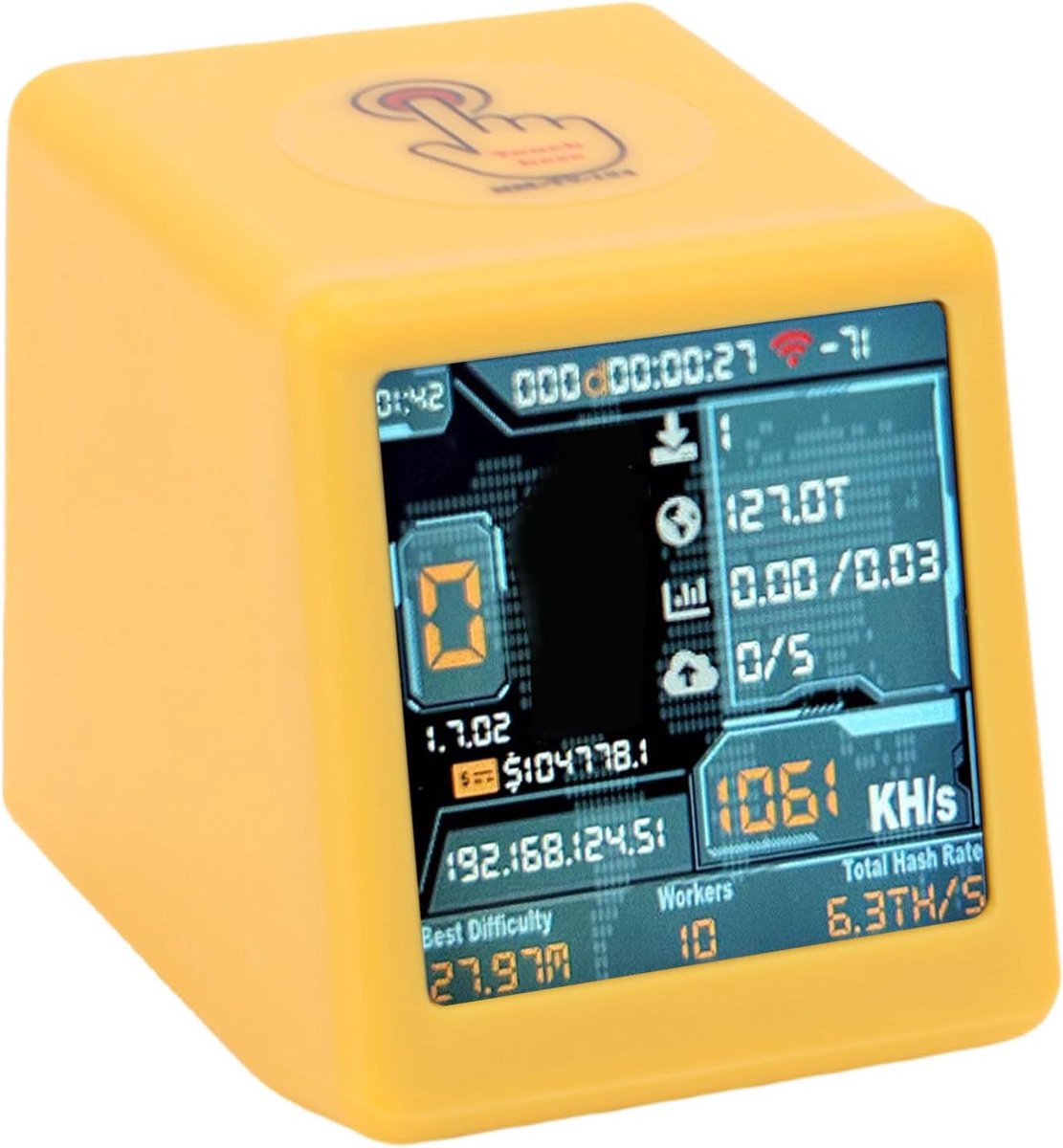 SnelShoppen - Ejoyous So lo Lottery Miner voor Bitcoin en Dogecoin, 1050-1060 KH/s Hash Rate, 1.54 Inch HD Touchscreen, Geen Computer Nodig, Inclusief