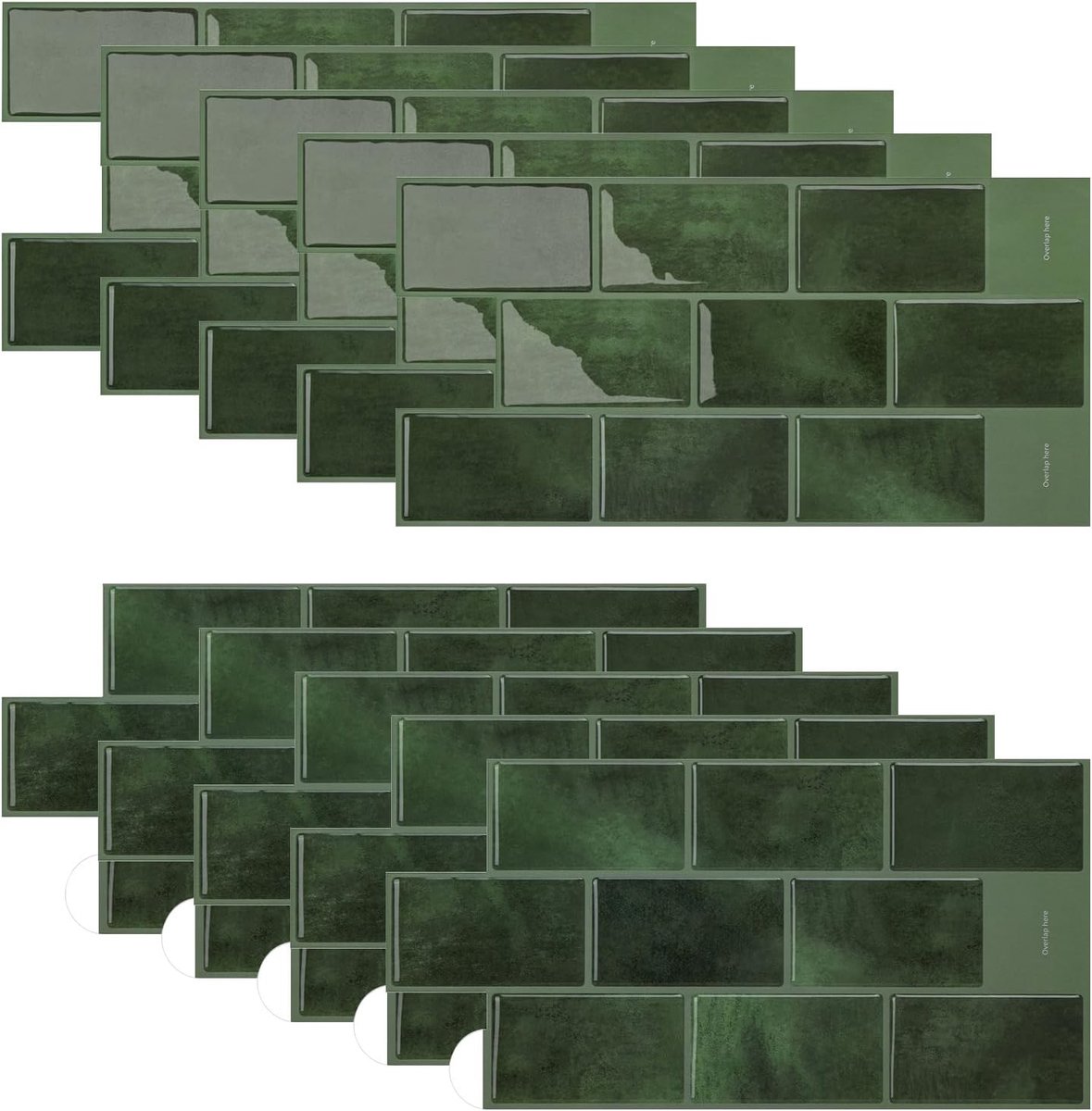 Pack of 20 3D Tile Stickers, 30.5 x 15.2 cm, Thicker Adhesive Tiles Wall Tiles Self-Adhesive Kitchen for Wall Cladding - ShopVlot