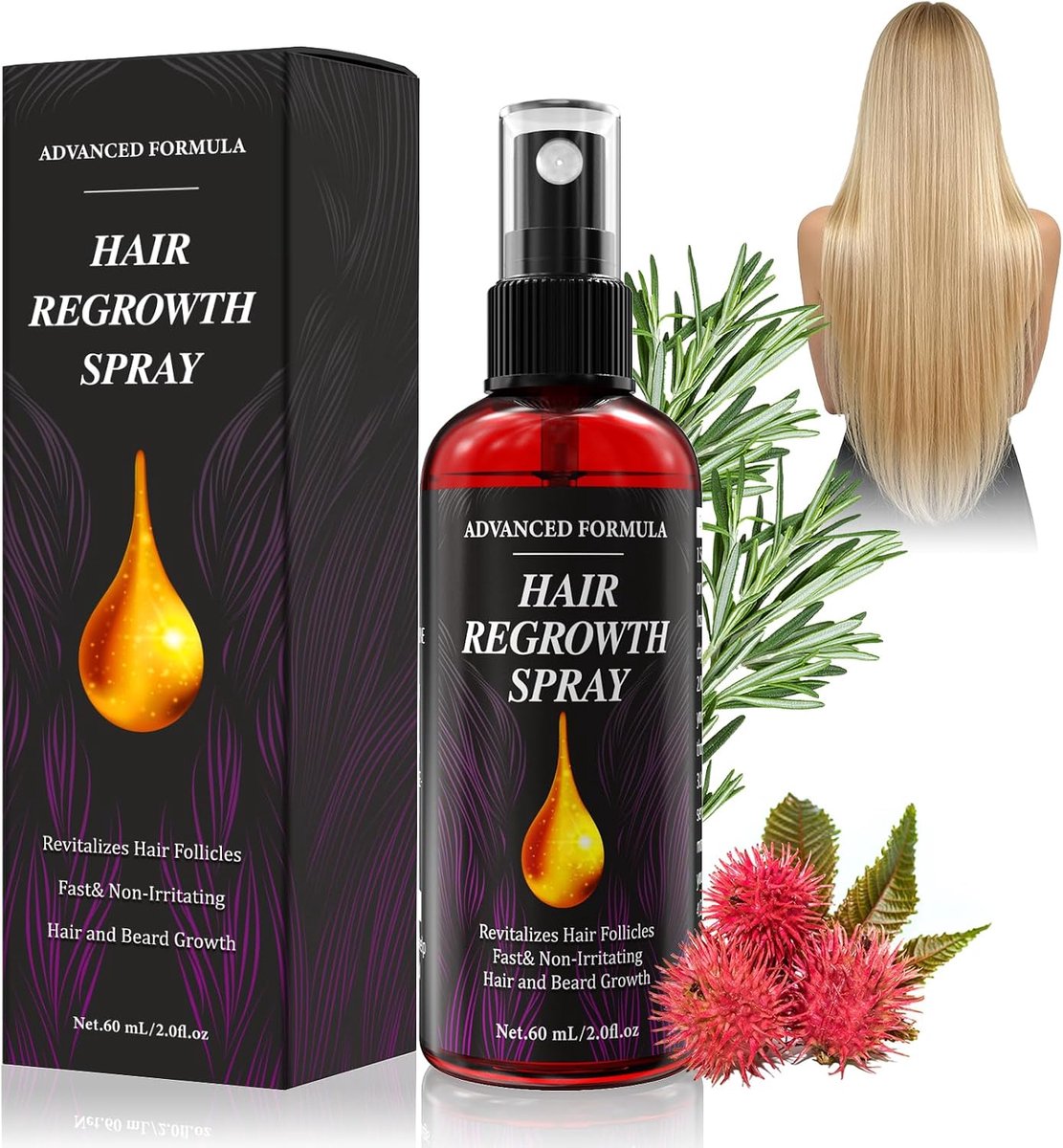 AMAINKI Haargroeispray voor Vrouwen en Mannen–Versnelt de Haargroei,60ml - ShopVlot