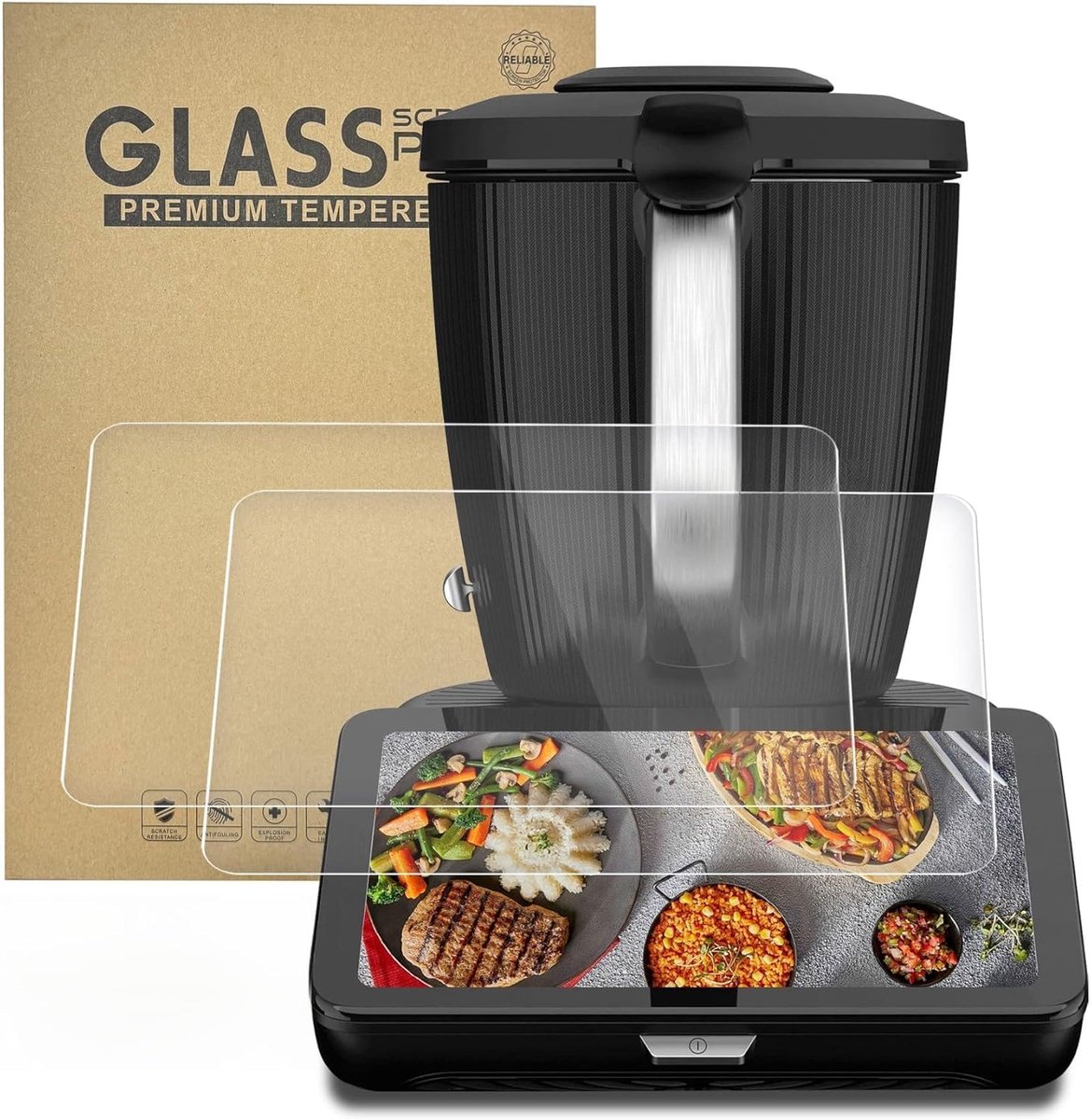 SnelShoppen - Screen Protector Glas voor Thermomix TM7 - 2 Stuks, 9H Panser Glas, Ultra Heldere Anti Krassen, Anti Vingerafdrukken, Bubbles Vrije Inst