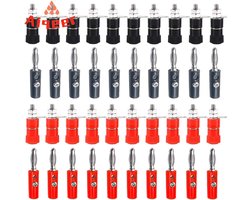 20 Pairs 4mm Banana Plug Set, Nickel-Plated Banana Plug and Banana, Safety Plug, for Speaker, Audio/Video Receiver - ShopVlot