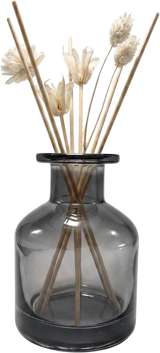 Diffuser fles 150ml - grijs glas - stevig en duurzaam - ideaal voor etherische oliën - ShopVlot