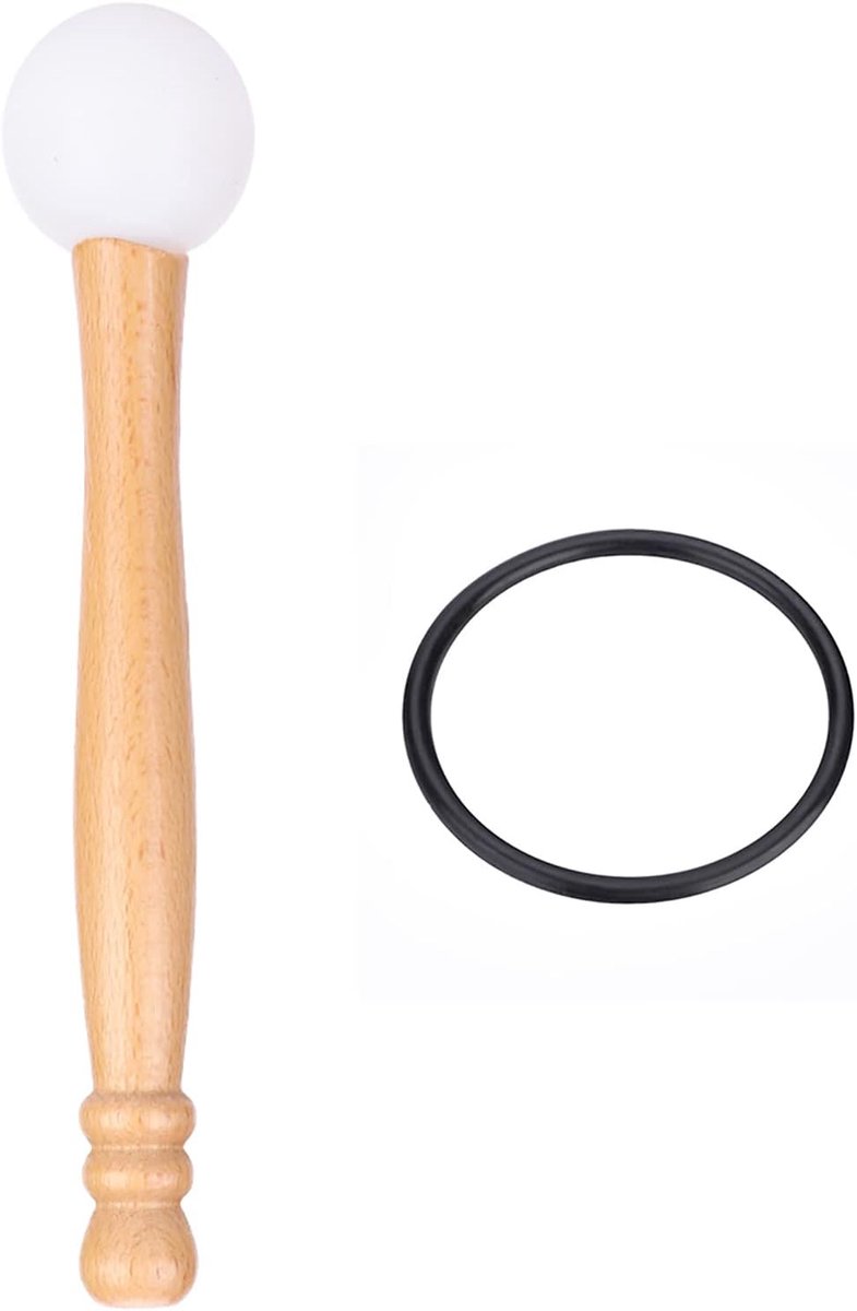 SnelShoppen - Praktische Kristallen Zangkom met Rubber Mallet en O-ring voor Meditatie, Yoga, Muziek, 30 cm, Transparant