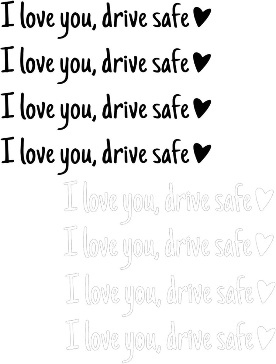 I Love You Drive Safe Spiegelstickers, 10 stuks, zwart en wit, achteruitkijkspiegelstickers, voor bestuurders, vrouwen - ShopVlot