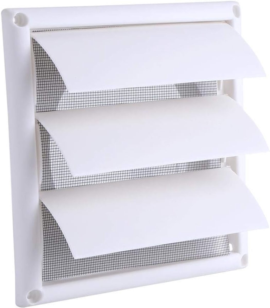 SnelShoppen - Plastic Ventilatie Rooster met 3 Kleppen, Duct Ventilatie Rooster met Muggennet Bescherming 20 x 20 cm voor Plafondopeningen en Ventilat