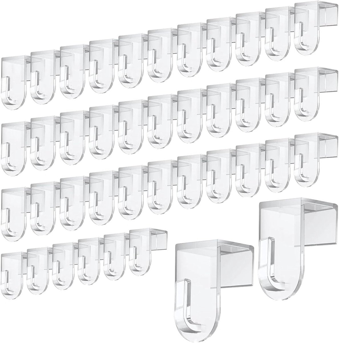 Raamhaken set van 40 - transparante klemhaken - voor venster- en deurframen tot 16 mm - ShopVlot