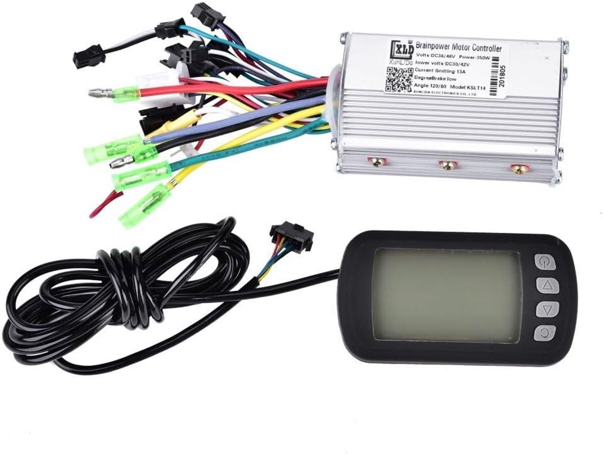 SnelShoppen - 36V/48V 350W Borstelloze Motor Controller met LCD Paneel voor Elektrische Fiets, Scooter, Aluminium Behuizing, Gevoelige Snelheidsregeli