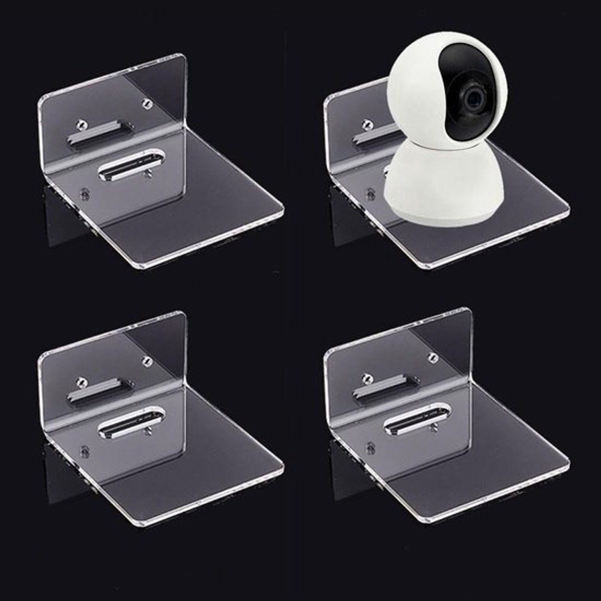 Set van 4 Duidelijke Wandplanken van Acryl, Zwevende Planken voor Smart Speakers en Actiefiguren met Kabelclips en Lijm
