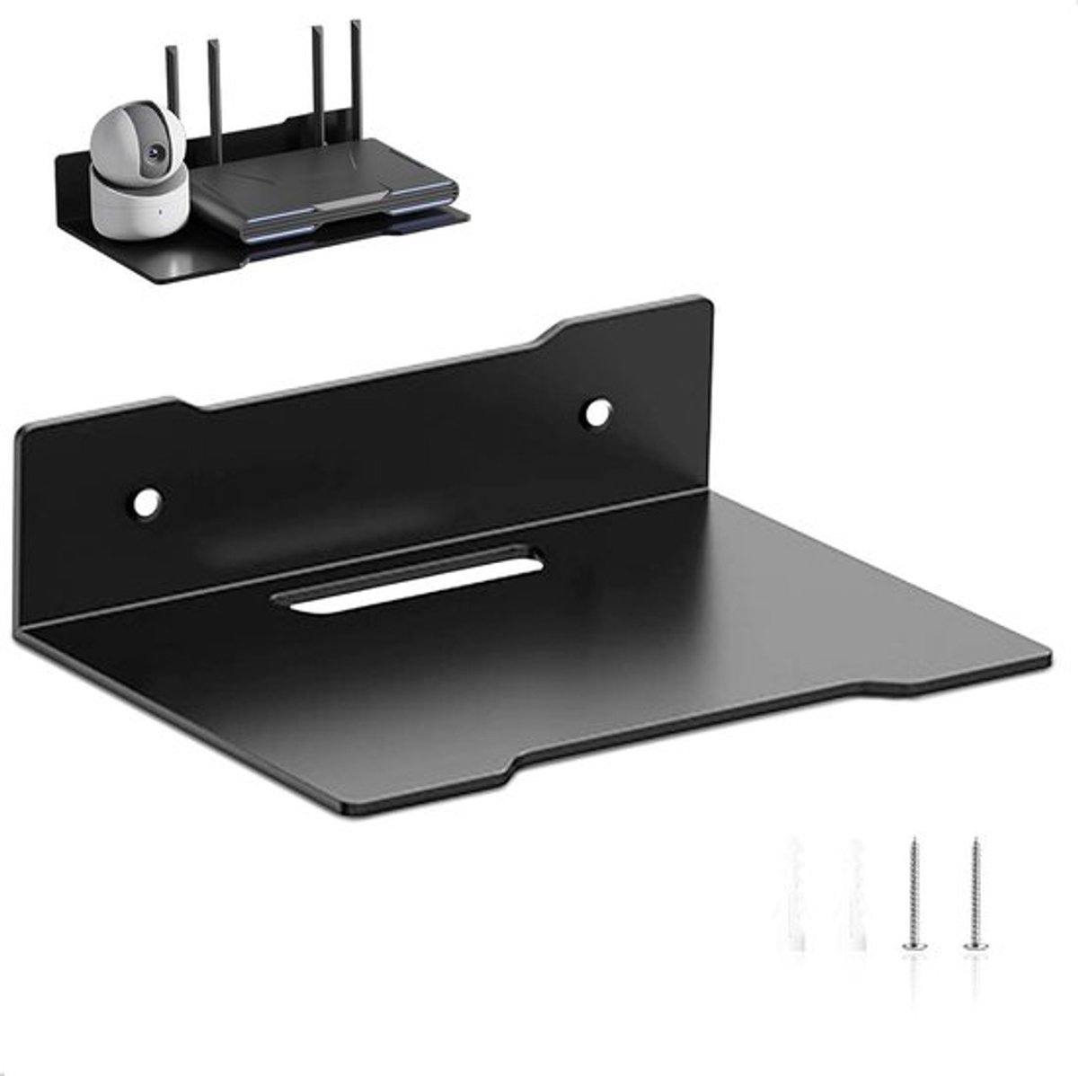 Duurzame camera houder voor buiten, met twee installatie modi en verborgen kabeluitgang, geschikt voor diverse camera modellen, afmetingen 23 x 6 x 17 cm