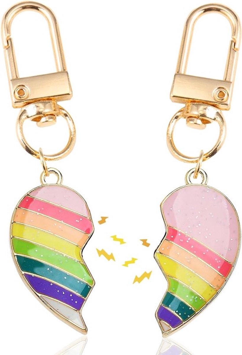 Vriendschap Sleutelhanger Set voor Meisjes - 2 Stuks Hart Sleutelhangers, Perfecte Cadeaus voor Verjaardag, Afstuderen en Kerstmis