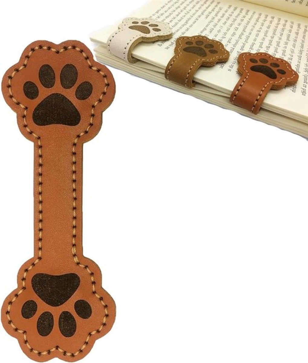 Schattige Magnetische Boekenleggers in Leer PU met Hondenpootjes, Ideaal voor Boekenliefhebbers en als Cadeau, Leuke Boekenaccessoires voor Leesplezier
