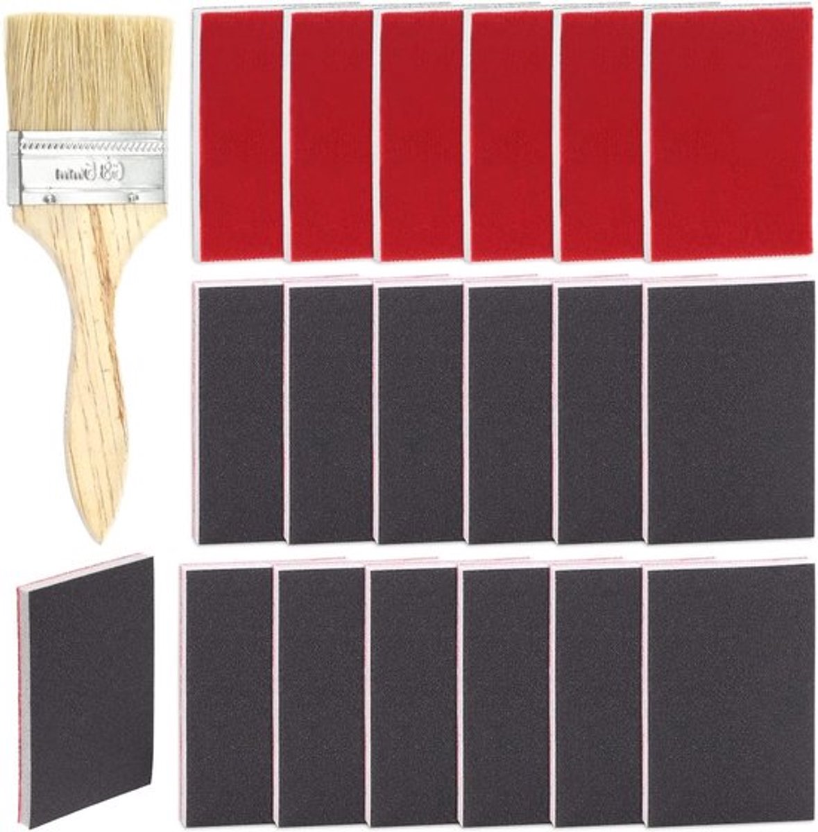 21-delige set schuur sponsen en schuurblokken met 320-400 grit, wasbaar en flexibel, inclusief 2,5 inch verfkwast voor nat en droog gebruik