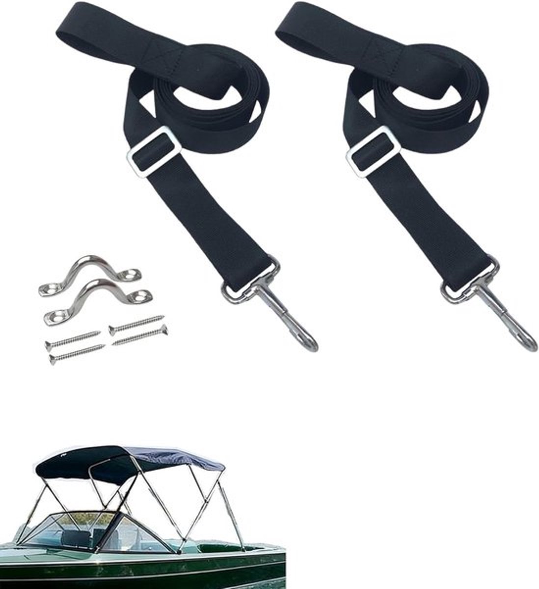 Verstelbare Luifelriemen voor Boot, Duurzaam en Weerbestendig, RVS Bevestigingsmaterialen, 28-60 Inch, Ideaal voor Bimini en Tentgebruik, 2 Stuks