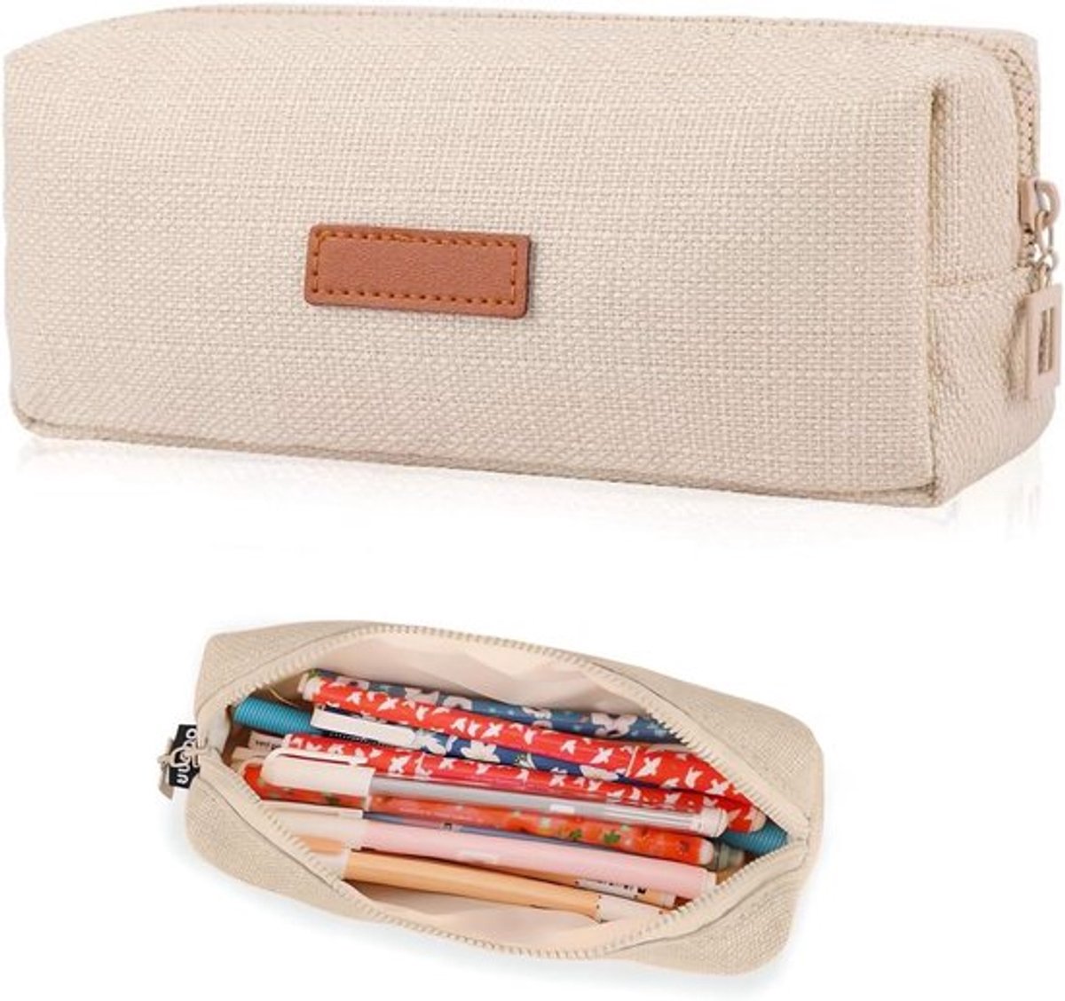 Multifunctionele Etui voor School, Grote Capaciteit, Geschikt voor Jongens en Meisjes, Beige, Perfect voor Kantoorartikelen en Organisatie