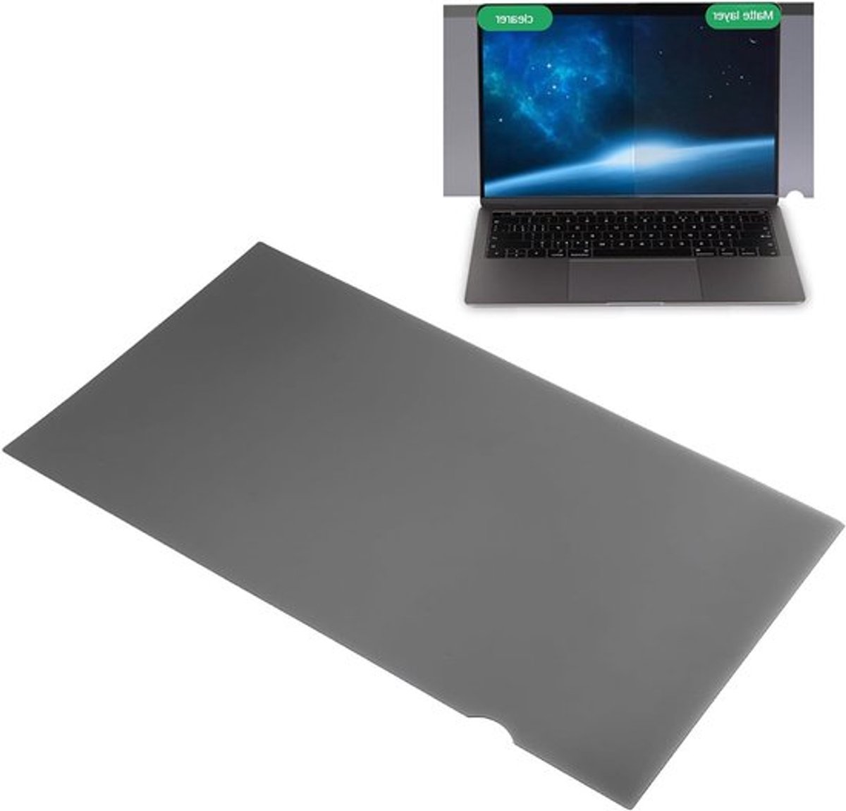 Laptop privacy-schermbeschermer met micro-optische blindtechnologie en matte anti-glare coating voor 14" 16:9 laptops, dubbelzijdig, bescherming tegen gluren