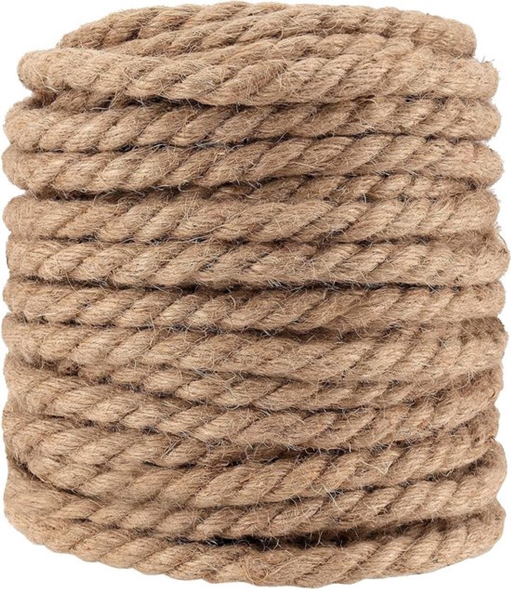 Natuurlijke Jute Touw van 50 Meter, Dikke Gevlochten Jute Touw voor DIY Projecten, Tuinieren en Decoratie