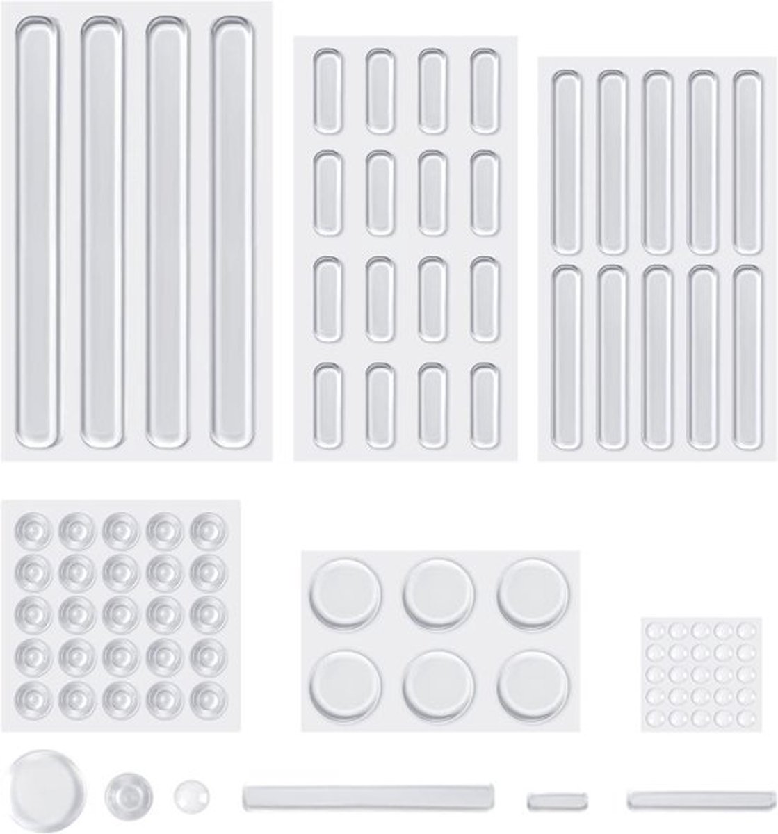 Elastische buffers 86 stuks - Transparante siliconen pads, rubbervoetjes, zelfklevende stoppers voor meubels, deuren en elektronica
