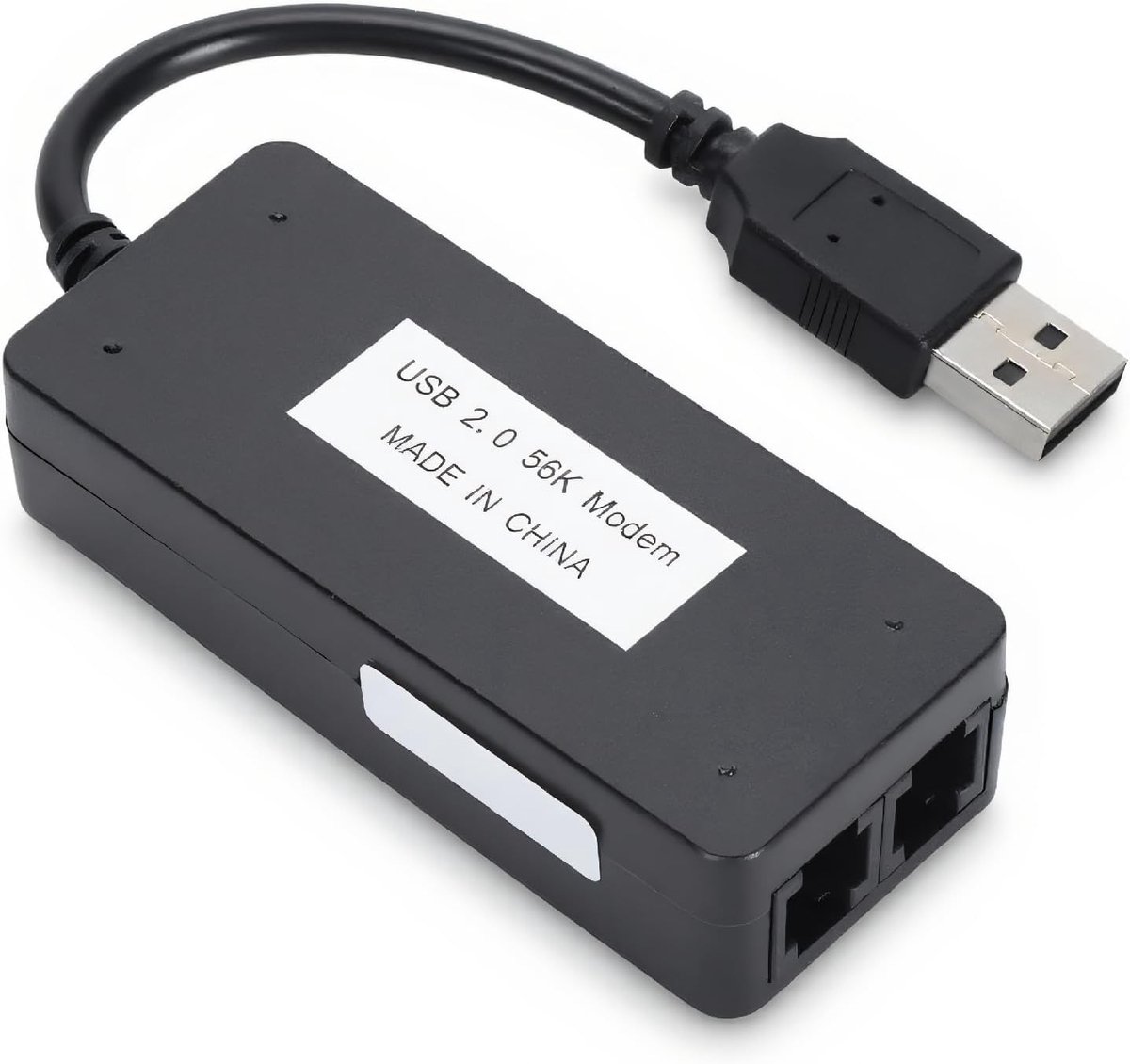 SnelShoppen - USB 56K Externe Dial-up Fax Data Modem met Bel-ID, Dubbele RJ11 Poorten, Anti-Bliksembeveiliging voor Computer en Laptop