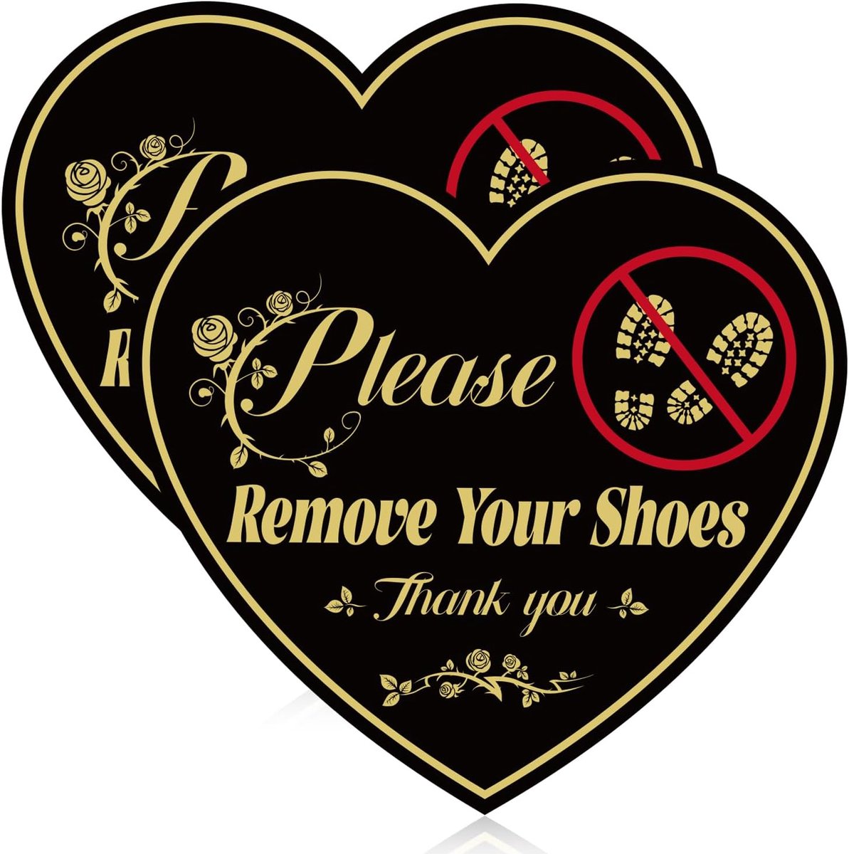 SnelShoppen - 2x Hartvormige Verwijder Uw Schoenen Sticker - 15x13.7cm Waterdichte Adhesieve Signalen voor Thuis Deur - Leuk en Praktisch voor Bezoeke
