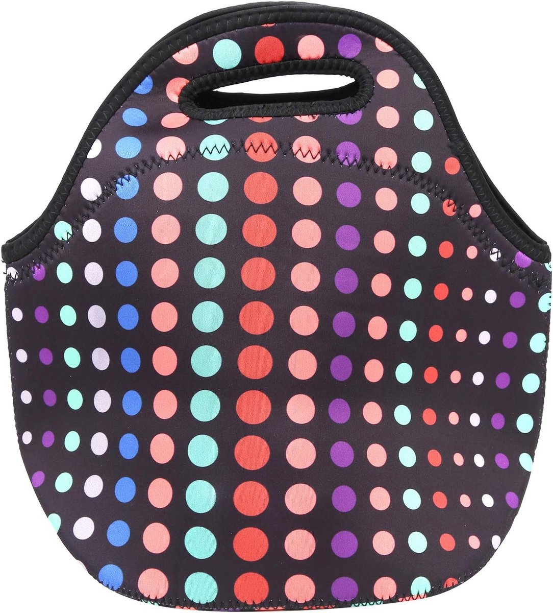 SnelShoppen - Isolerende Lunchtas - Waterdichte Neopreen Lunchbox Handtas voor Picknick en Kamperen (Klein Kleurencirkel)